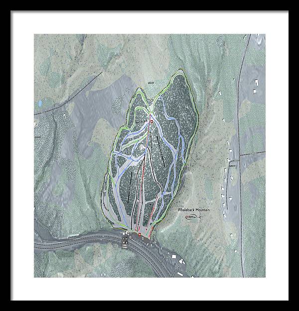 Whaleback Mountain Ski Trail Map - Framed Print - Powderaddicts