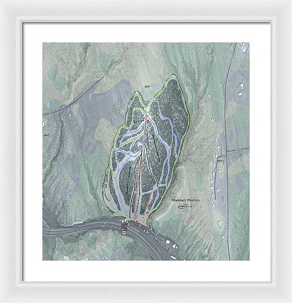Whaleback Mountain Ski Trail Map - Framed Print - Powderaddicts