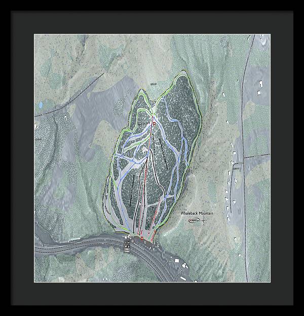 Whaleback Mountain Ski Trail Map - Framed Print - Powderaddicts