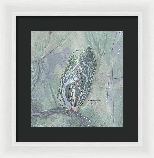 Whaleback Mountain Ski Trail Map - Framed Print - Powderaddicts