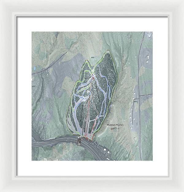 Whaleback Mountain Ski Trail Map - Framed Print - Powderaddicts