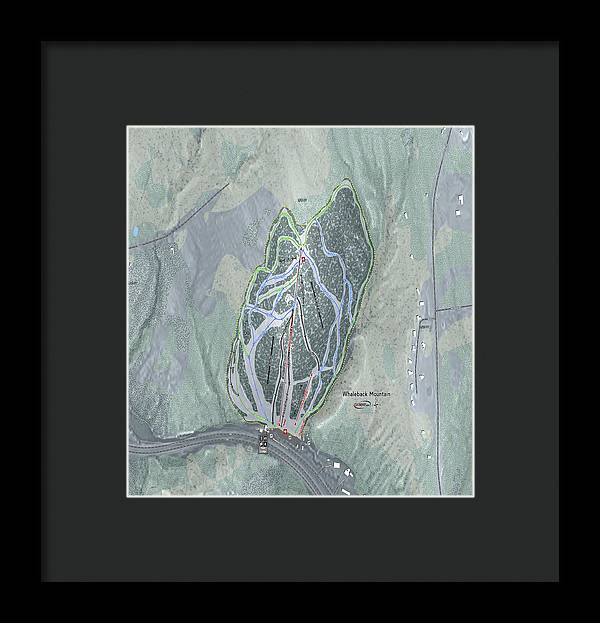 Whaleback Mountain Ski Trail Map - Framed Print - Powderaddicts