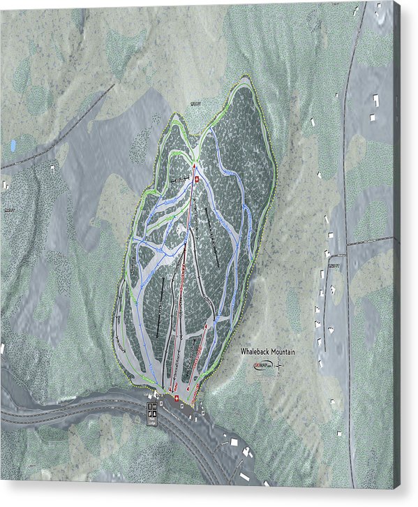 Whaleback Mountain Ski Trail Map - Acrylic Print - Powderaddicts