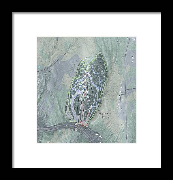 Whaleback Mountain Ski Trail Map - Framed Print - Powderaddicts