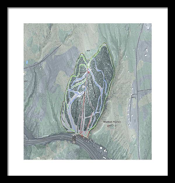 Whaleback Mountain Ski Trail Map - Framed Print - Powderaddicts