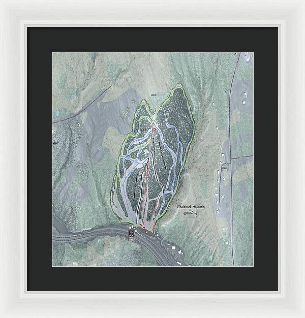Whaleback Mountain Ski Trail Map - Framed Print - Powderaddicts
