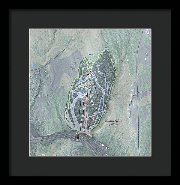 Whaleback Mountain Ski Trail Map - Framed Print - Powderaddicts