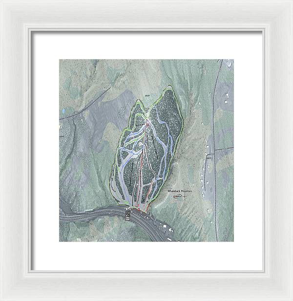Whaleback Mountain Ski Trail Map - Framed Print - Powderaddicts