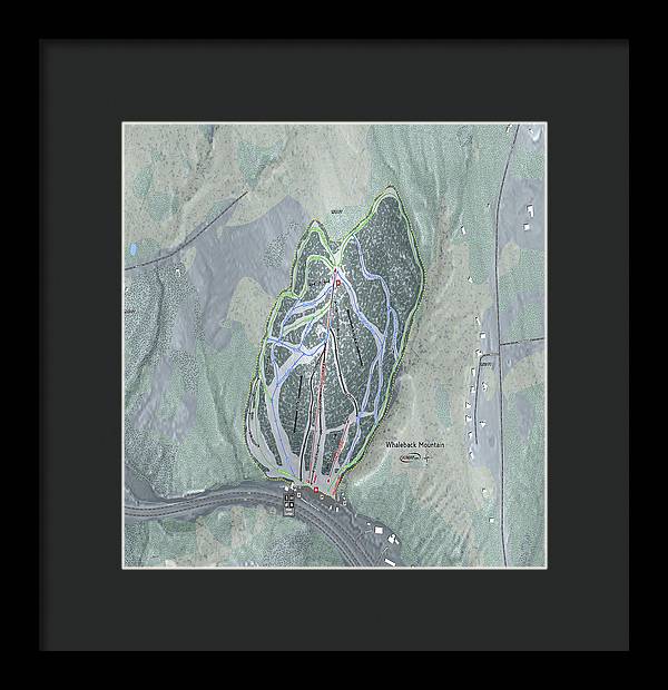 Whaleback Mountain Ski Trail Map - Framed Print - Powderaddicts