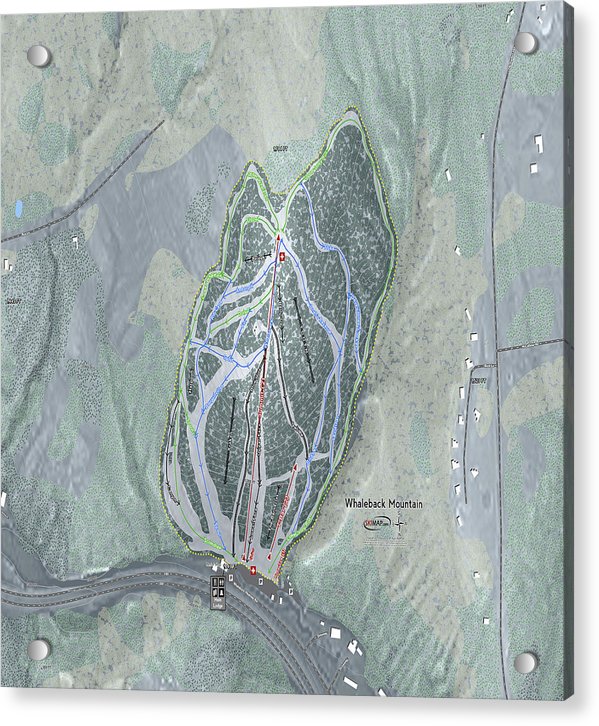 Whaleback Mountain Ski Trail Map - Acrylic Print - Powderaddicts