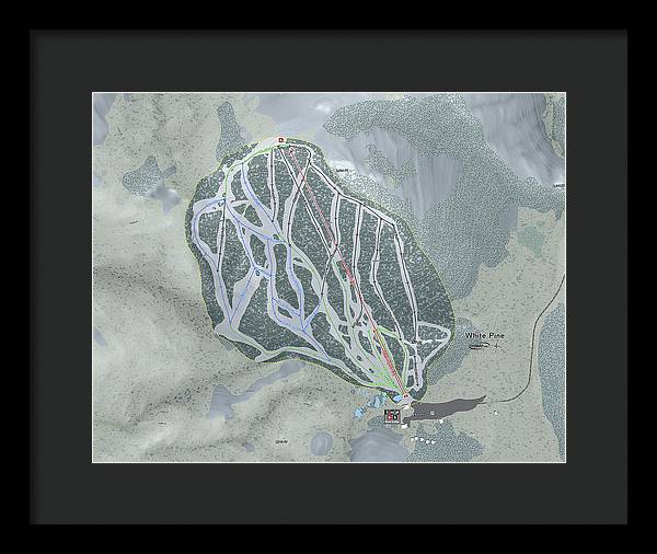 White Pine Ski Trail Map - Framed Print - Powderaddicts