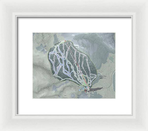 White Pine Ski Trail Map - Framed Print - Powderaddicts