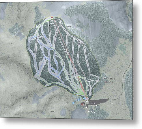 White Pine Ski Trail Map - Metal Print - Powderaddicts