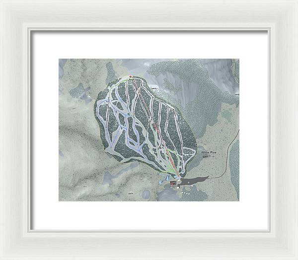 White Pine Ski Trail Map - Framed Print - Powderaddicts