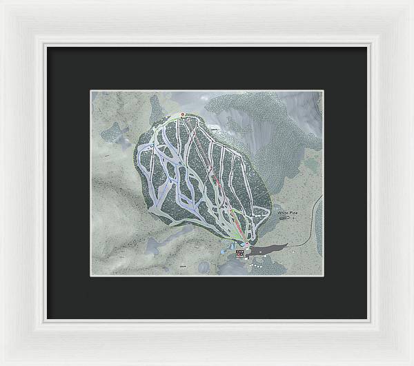 White Pine Ski Trail Map - Framed Print - Powderaddicts