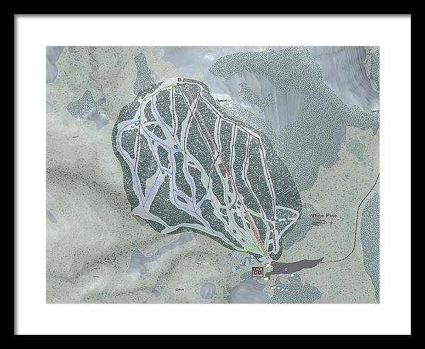 White Pine Ski Trail Map - Framed Print - Powderaddicts