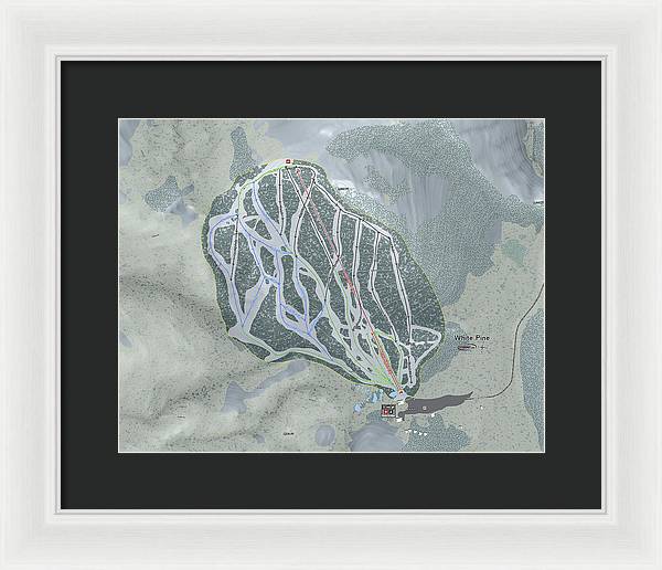 White Pine Ski Trail Map - Framed Print - Powderaddicts