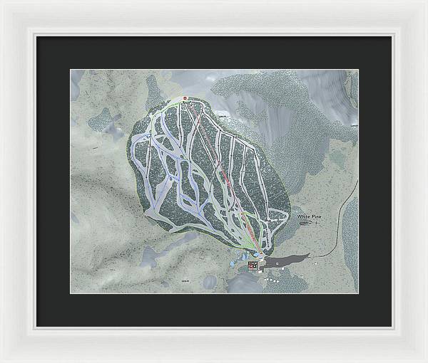 White Pine Ski Trail Map - Framed Print - Powderaddicts