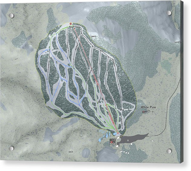 White Pine Ski Trail Map - Acrylic Print - Powderaddicts