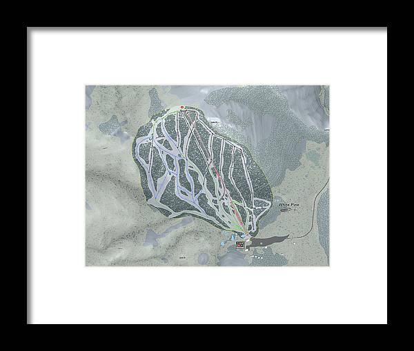 White Pine Ski Trail Map - Framed Print - Powderaddicts
