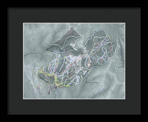 Whitefish Ski Trail Map - Framed Print - Powderaddicts