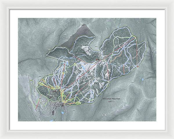 Whitefish Ski Trail Map - Framed Print - Powderaddicts