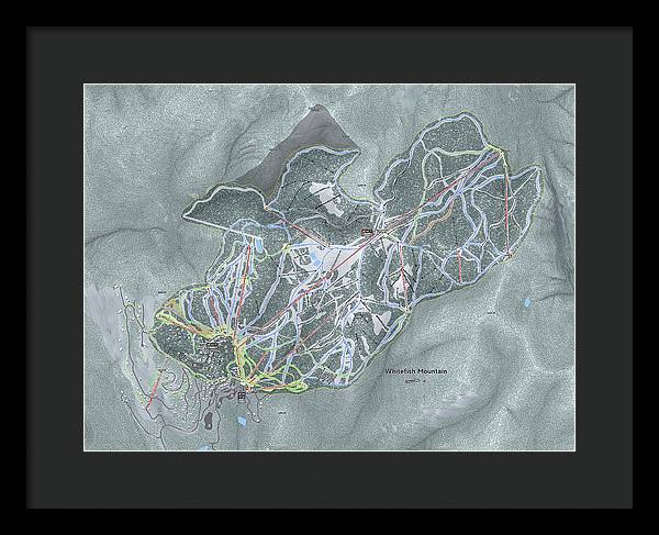 Whitefish Ski Trail Map - Framed Print - Powderaddicts