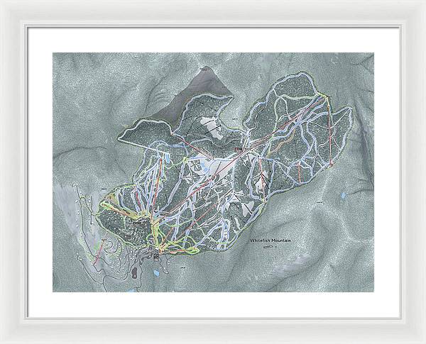 Whitefish Ski Trail Map - Framed Print - Powderaddicts