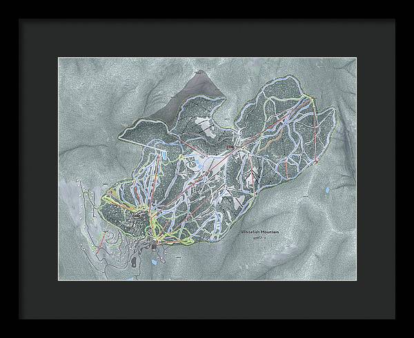 Whitefish Ski Trail Map - Framed Print - Powderaddicts