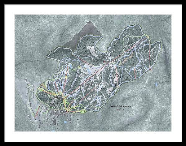 Whitefish Ski Trail Map - Framed Print - Powderaddicts