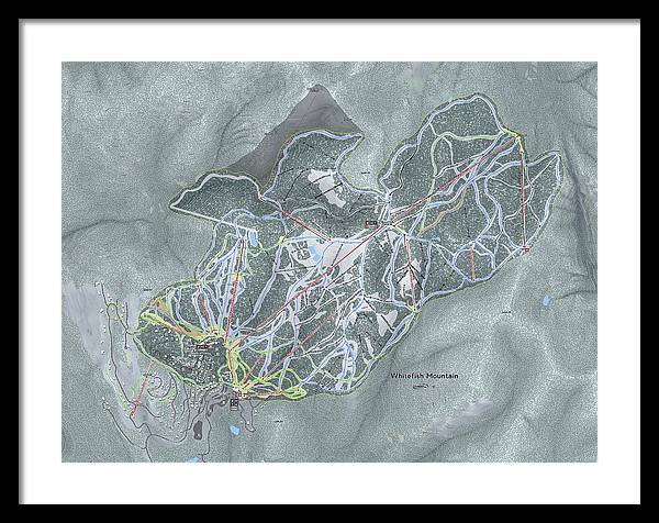 Whitefish Ski Trail Map - Framed Print - Powderaddicts