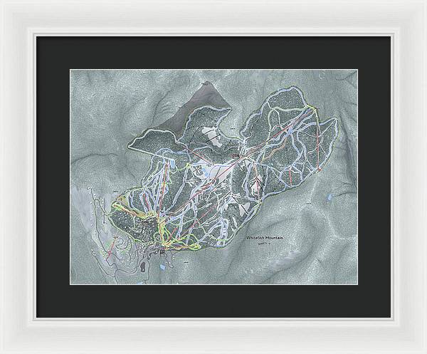 Whitefish Ski Trail Map - Framed Print - Powderaddicts