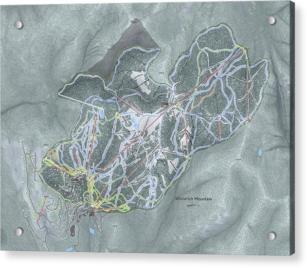 Whitefish Ski Trail Map - Acrylic Print - Powderaddicts