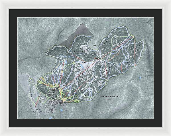 Whitefish Ski Trail Map - Framed Print - Powderaddicts