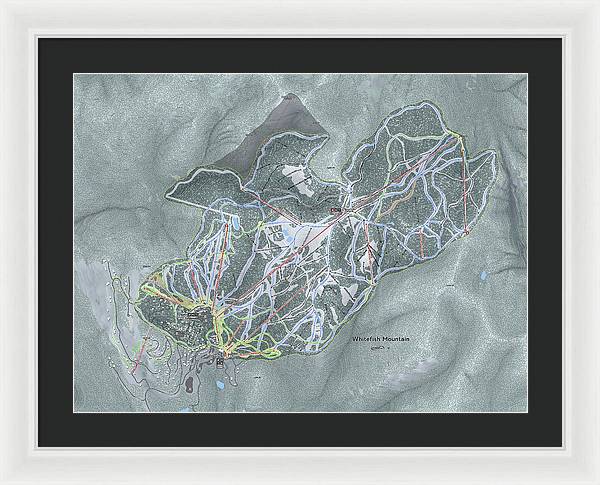 Whitefish Ski Trail Map - Framed Print - Powderaddicts