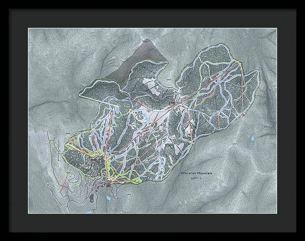 Whitefish Ski Trail Map - Framed Print - Powderaddicts