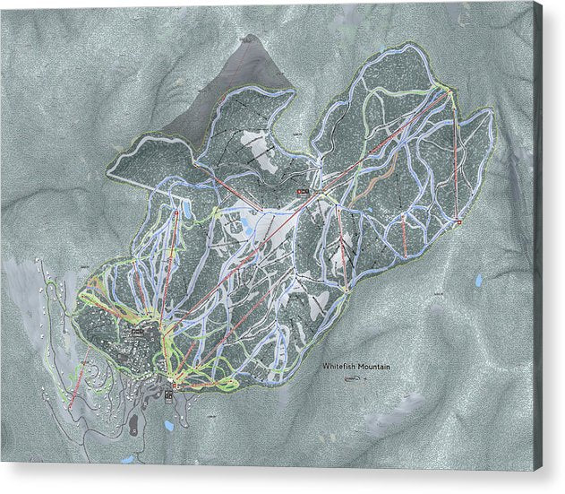 Whitefish Ski Trail Map - Acrylic Print - Powderaddicts