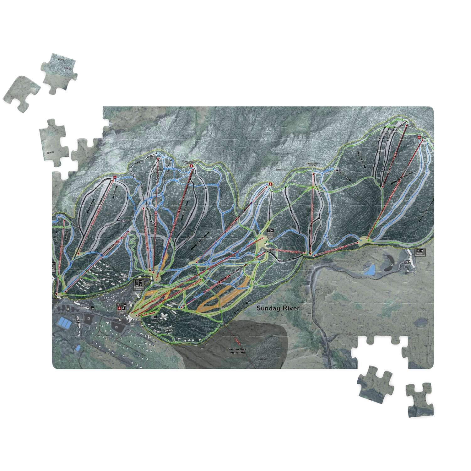 Sunday River Maine Ski Trail Map Puzzle - Powderaddicts