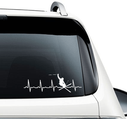 Ski Freestyle Heartbeat - Car Decal - Powderaddicts