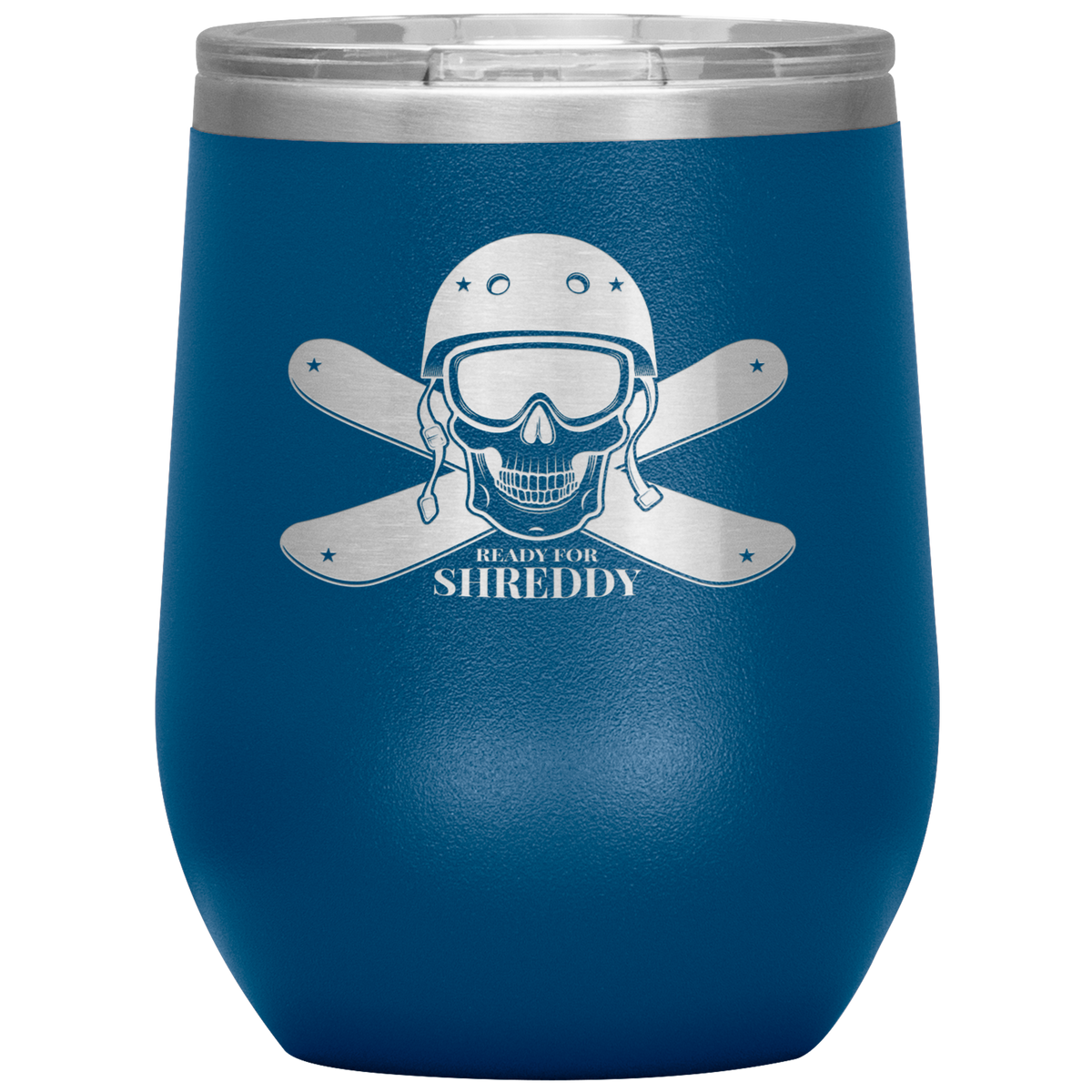 Ready For Shreddy Skeleton Skis Wine 12oz Tumbler - Powderaddicts