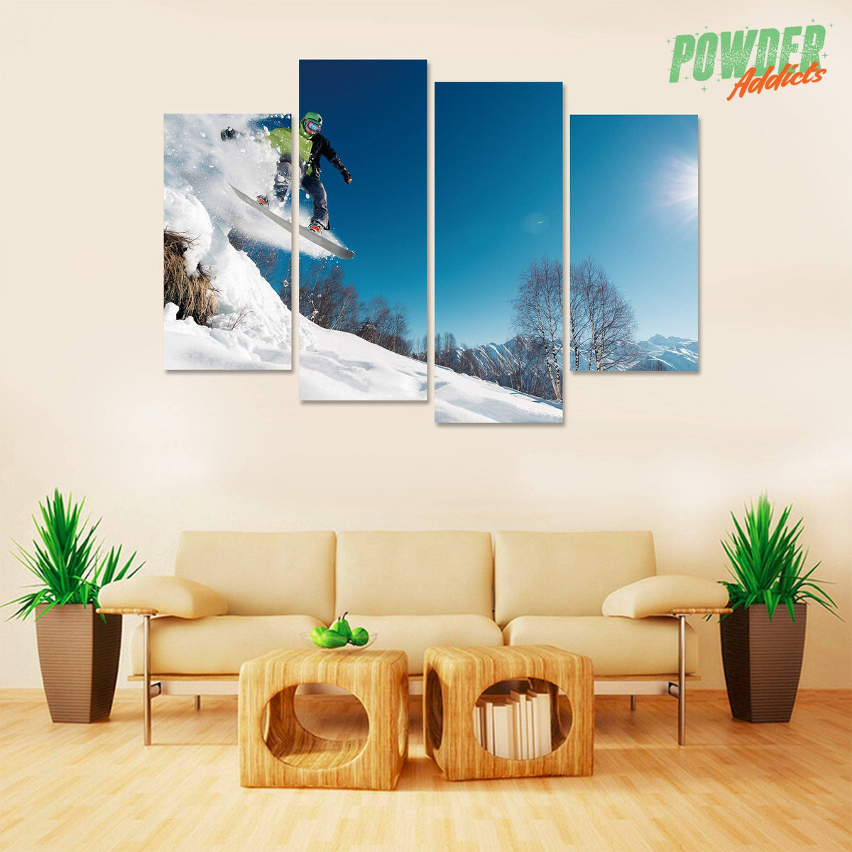 Snowboard Jump 4 Piece Canvas - Powderaddicts