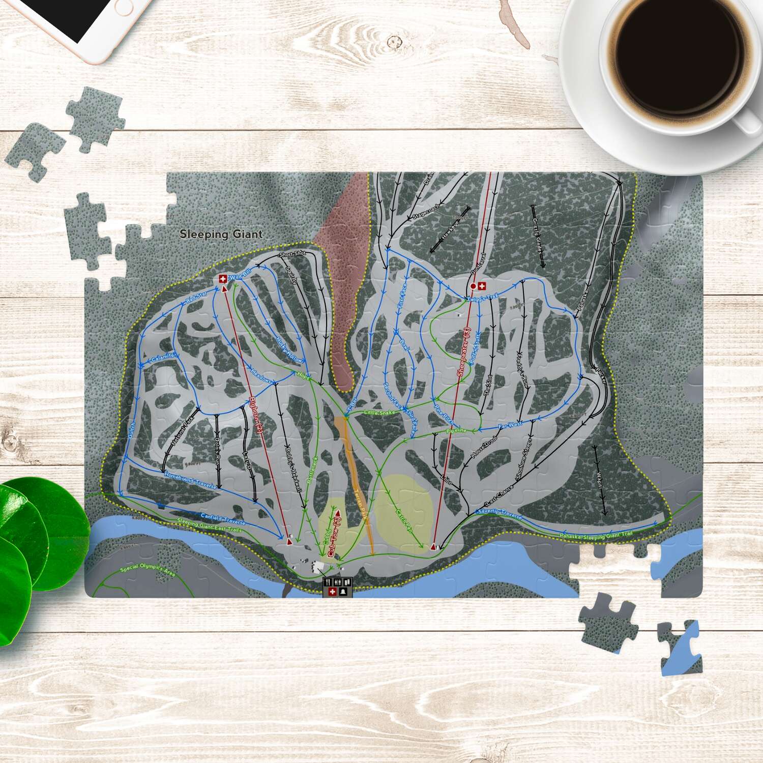 Sleeping Giant Wyoming Ski Trail Map Puzzle - Powderaddicts