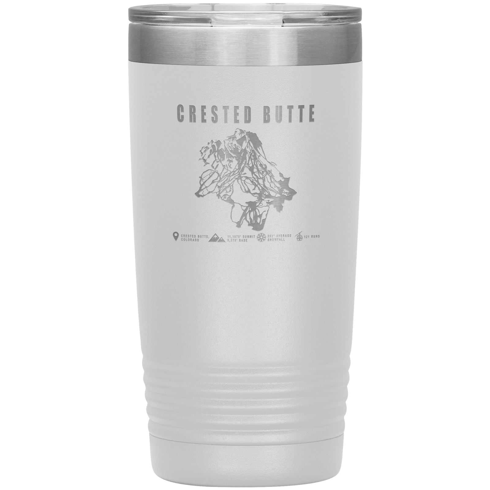 Crested Butte Colorado Ski Trail Map 20oz Tumbler - Powderaddicts