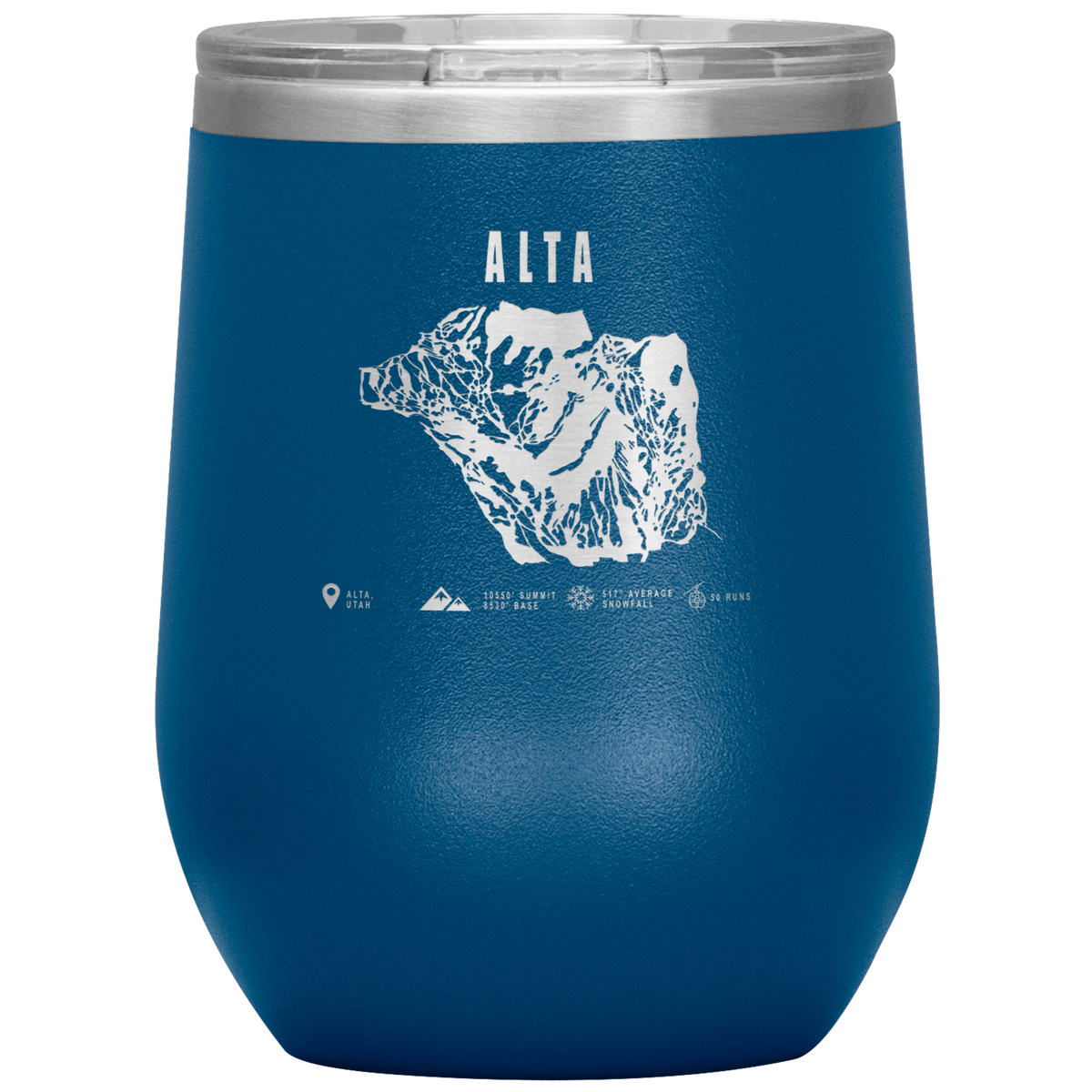 Alta,Utah Ski Trail Map Wine 12oz Tumbler - Powderaddicts