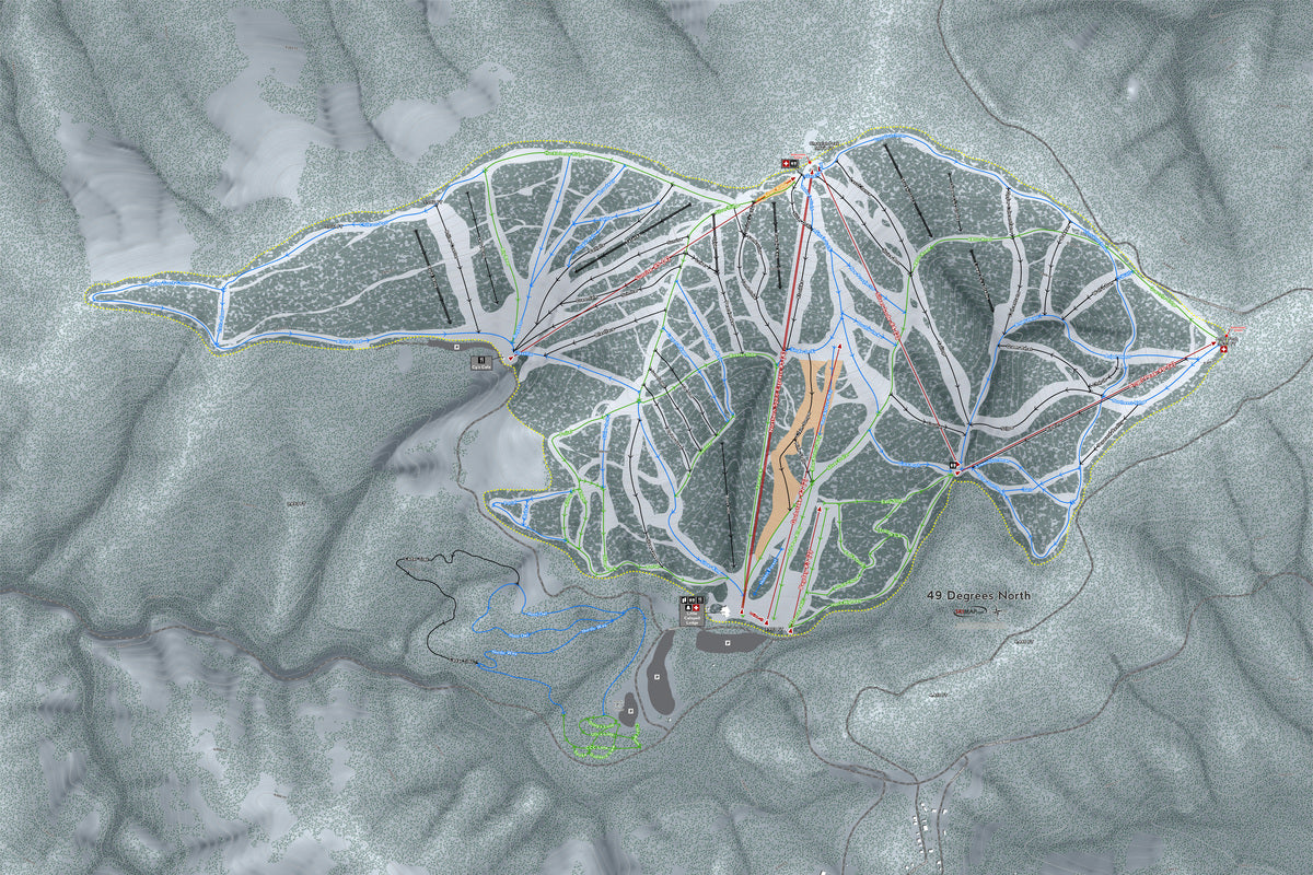 49 Degrees North Washington Ski Resort Map Wall Art