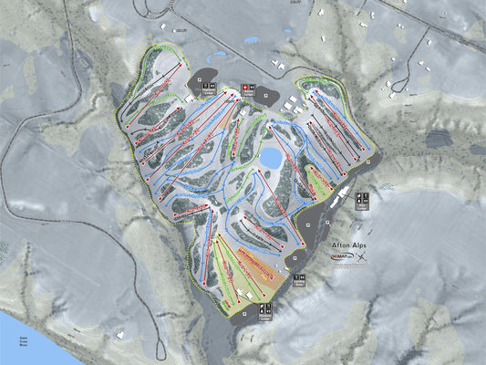 Afton Alps Minnesota Ski Resort Map Wall Art
