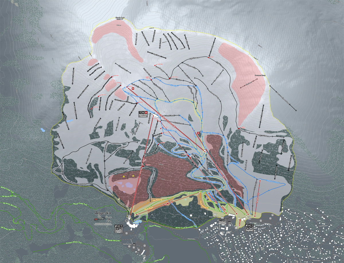 Alyeska Alaska Ski Resort Map Wall Art