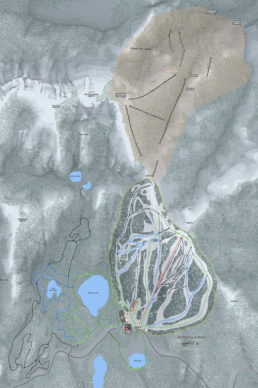 Anthony Lakes Oregon Ski Resort Map Wall Art