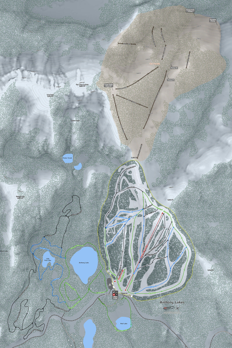Anthony Lakes Oregon Ski Resort Map Wall Art