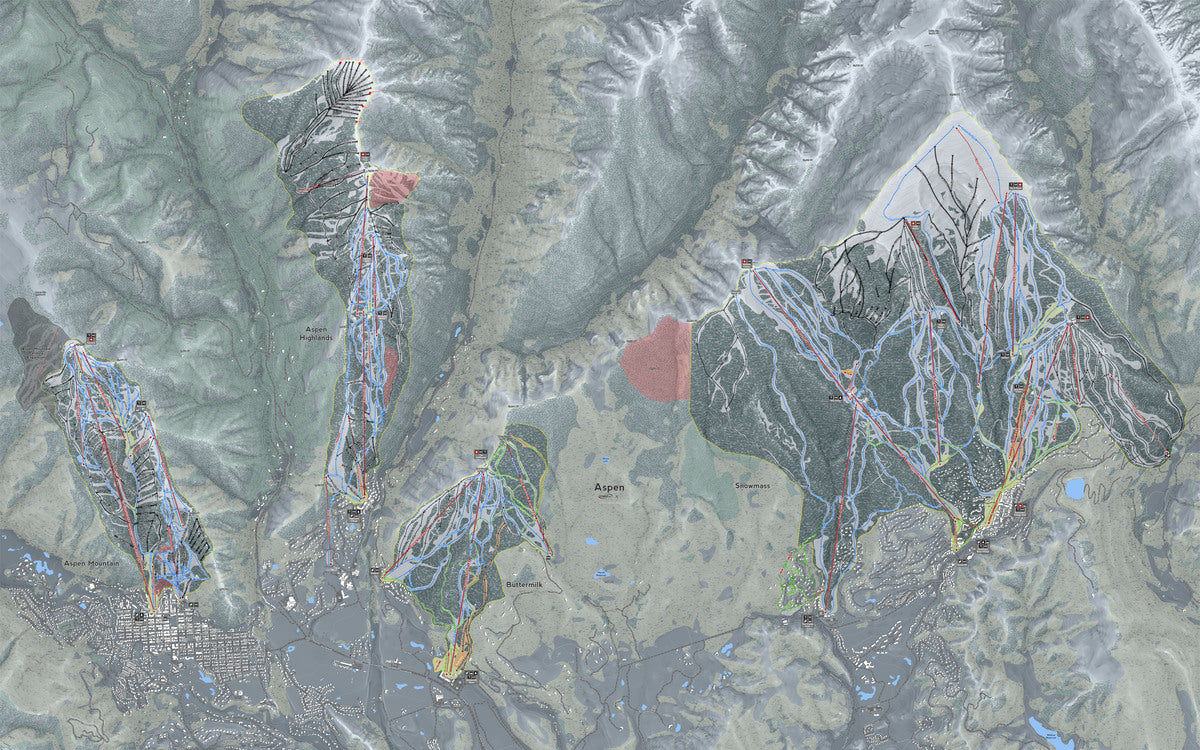 AspenSnowmass Colorado Ski Resort Map Wall Art